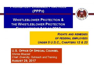 PROHIBITED PERSONNEL PRACTICES PPPS WHISTLEBLOWER PROTECTION THE WHISTLEBLOWER