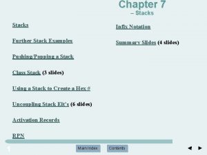 Chapter 7 Stacks Infix Notation Further Stack Examples