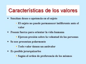 Caracteristica de los valores