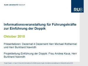 Informationsveranstaltung fr Fhrungskrfte zur Einfhrung der Doppik Oktober