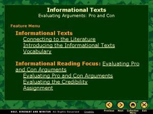Evaluating arguments in informational text