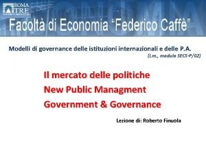 Modelli di governance delle istituzioni internazionali e delle