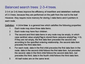 Balanced search trees 2 3 4 trees 2