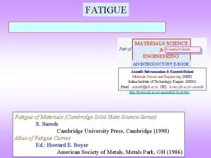 FATIGUE Part of MATERIALS SCIENCE A Learners Guide