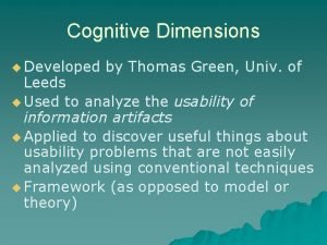 Cognitive dimensions of notations