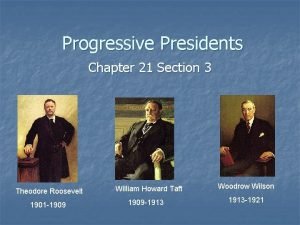 Progressive Presidents Chapter 21 Section 3 Theodore Roosevelt
