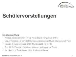 Schlervorstellungen Literaturempfehlung WIESNER SCHECKER HOPF 2013 Physikdidaktik Kompakt
