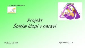 III GIMNAZIJA MARIBOR Projekt olske klopi v naravi