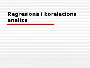 Regresija i korelacija