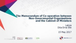The Memorandum of Cooperation between NonGovernmental Organisations and
