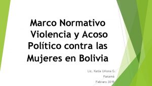 Marco Normativo Violencia y Acoso Poltico contra las