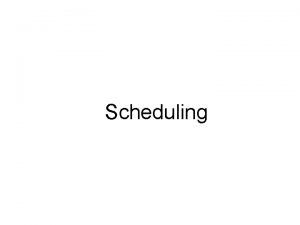 Scheduling Learning Objectives Explain what scheduling involves and