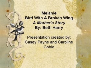 Melanie bird with a broken wing