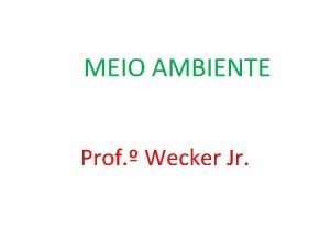 MEIO AMBIENTE Prof Wecker Jr MODO DE PRODUO