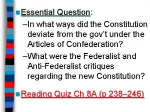 n Essential Question Question In what ways did