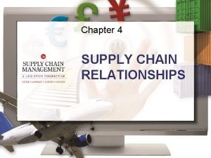 Chapter 4 SUPPLY CHAIN RELATIONSHIPS Learning Objectives After