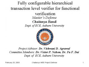 Fully configurable hierarchical transaction level verifier for functional