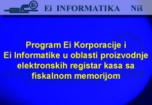 Program Ei Korporacije i Ei Informatike u oblasti