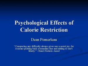 Cronies calorie restriction