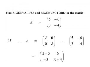 Find EIGENVALUES and EIGENVECTORS for the matrix The