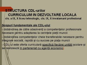 Curriculum in dezvoltare locala