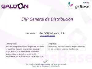 ERP General de Distribucin Fabricante GALDON Software S