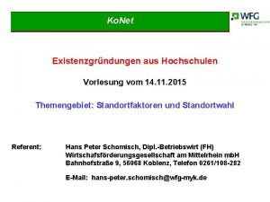 Ko Net Existenzgrndungen aus Hochschulen Vorlesung vom 14