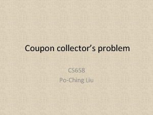 Coupon collecting problem Coupon collecting problem