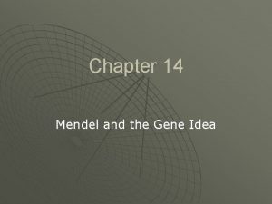 Chapter 14 Mendel and the Gene Idea Mendelian