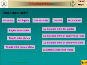 ETSITGC MEDIDAS Un vector Un ngulo ngulo entre