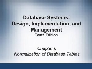 Database Systems Design Implementation and Management Tenth Edition