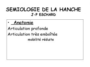 SEMIOLOGIE DE LA HANCHE JP ESCHARD Anatomie Articulation