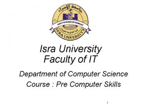 Isra University Faculty of IT Department of Computer