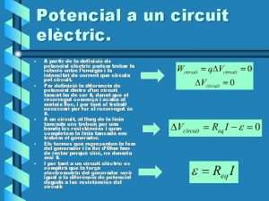 Potencial a un circuit elctric A partir de