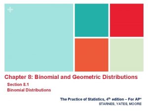 Chapter 8 Binomial and Geometric Distributions Section 8