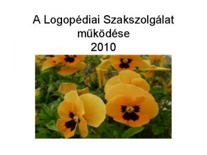 A Logopdiai Szakszolglat mkdse 2010 Kompetenciahatrok Logopdus 1