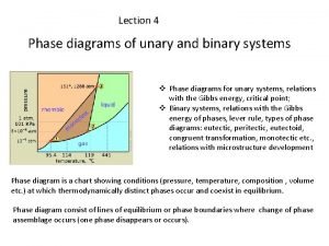 Lection 4 Phase diagrams of unary and binary