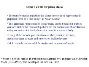 Mohr's circle transformation equations