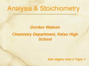 Gordon watson chemistry