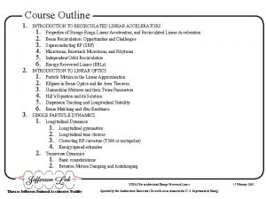 Course Outline 1 2 3 INTRODUCTION TO RECIRCULATED