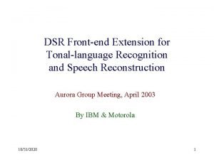 DSR Frontend Extension for Tonallanguage Recognition and Speech
