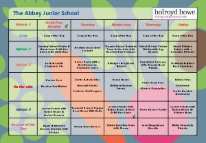 The Abbey Junior School Week 1 MeatFree Monday