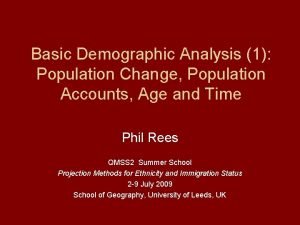 Basic Demographic Analysis 1 Population Change Population Accounts