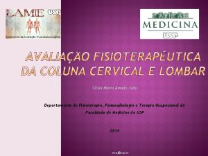 Slvia Maria Amado Joo Departamento de Fisioterapia Fonoaudiologia