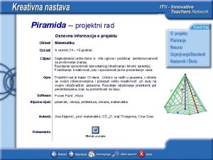 Piramida projektni rad Osnovne informacije o projektu Oblast