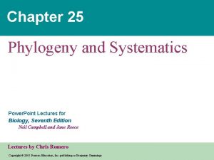 Chapter 25 Phylogeny and Systematics Power Point Lectures