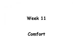 Week 11 Comfort Learning Objectives 1 Describe and