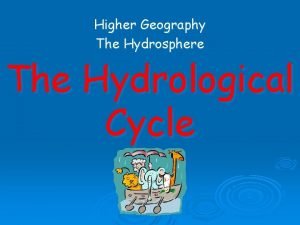 Higher Geography The Hydrosphere The Hydrological Cycle The
