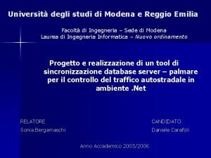 Universit degli studi di Modena e Reggio Emilia