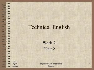 Technical English Week 2 Unit 2 Shahrood University